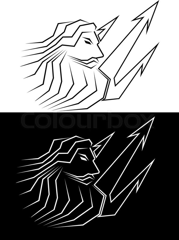 595x800 Poseidon From Lines With A Trident Stock Vector Colourbox