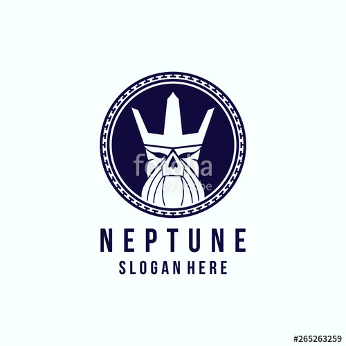 500x500 Neptune Logo Design In Circle Ornament Vector Illustration