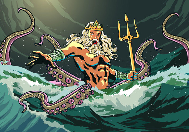 632x443 Poseidon Comes Out From The Sea Free Vector Download Cannypic