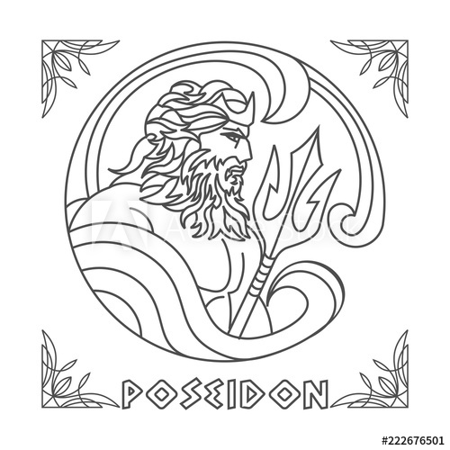500x500 Poseidon Line Art Vector