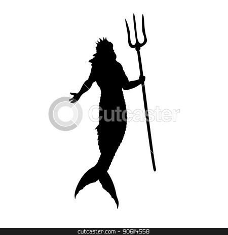 450x464 Poseidon Neptune God Silhouette Mythology Fantasy Stock Vector