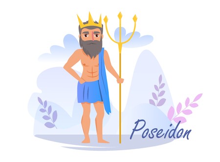 450x331 Poseidon Vector Cartoon Isolated Art On White Background Flat