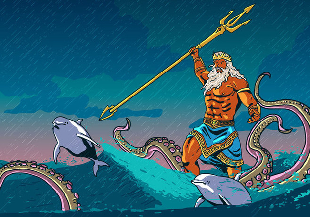 632x443 Poseidon With Animal Of The Sea Free Vector Download Cannypic