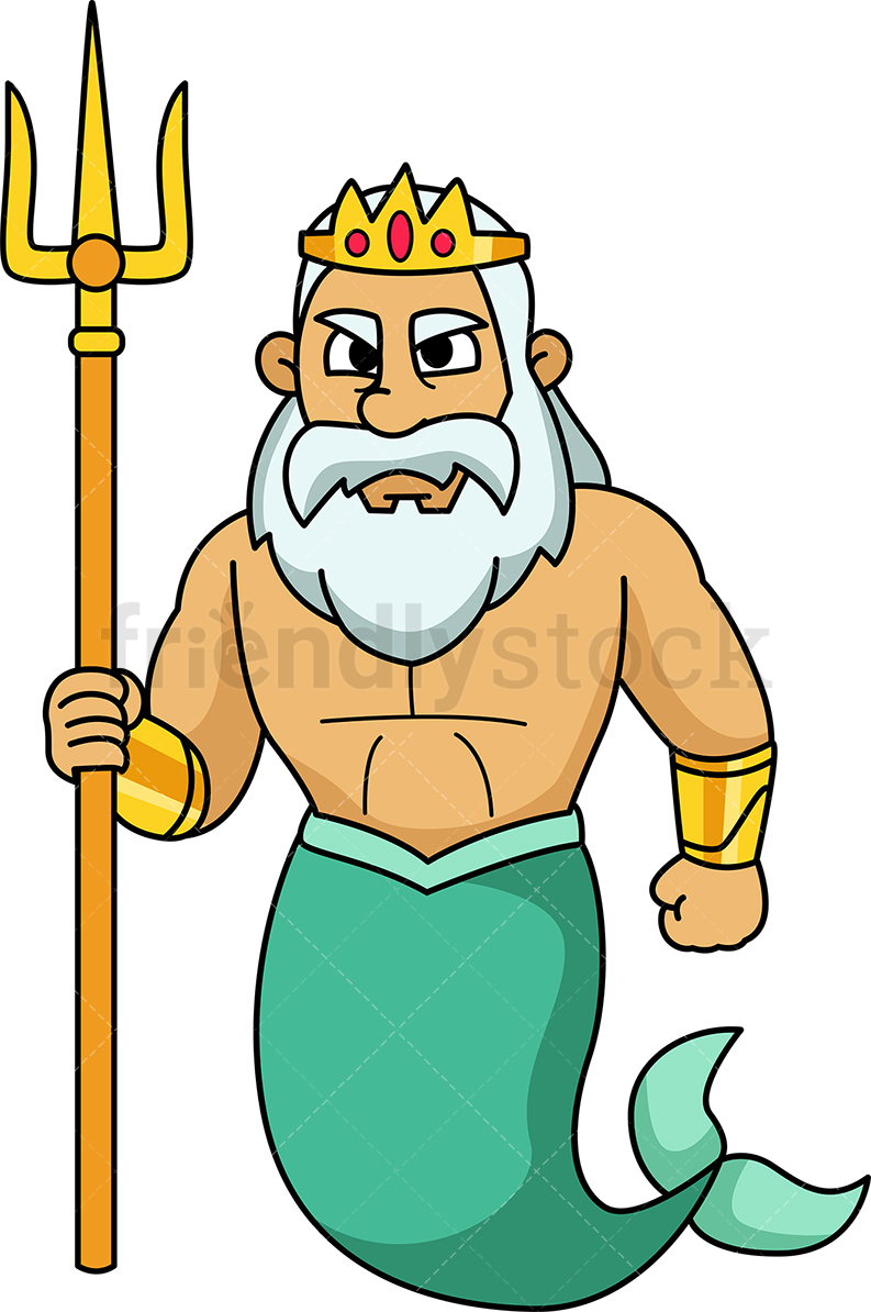 793x1194 Poseidon With Trident Cartoon Vector Clipart