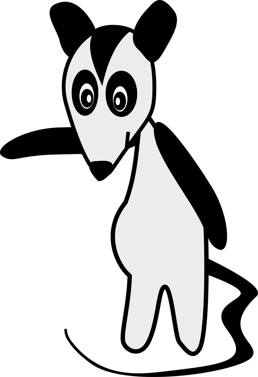 877x1280 Possum, Skunk, Animal, Cartoon, Wildlife