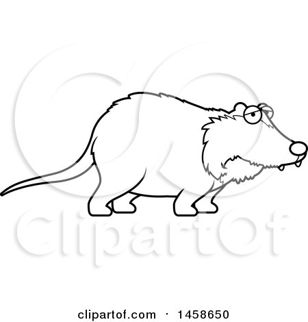 450x470 Clipart Of A Lineart Sad Or Depressed Possum