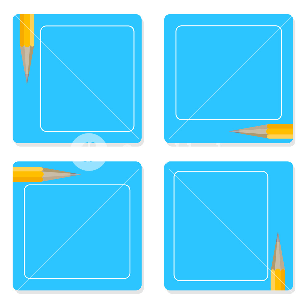 1000x1000 Paper Note Set With Pencils Reminder And Dont Forget, Post It