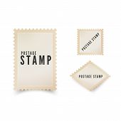 170x170 Postage Stamps With Perforated Edge And Mail Stamp Vector Template