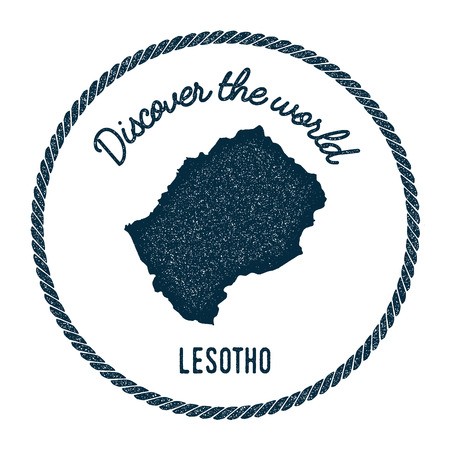 450x450 Vintage Discover The World Rubber Stamp With Lesotho Map Hipster
