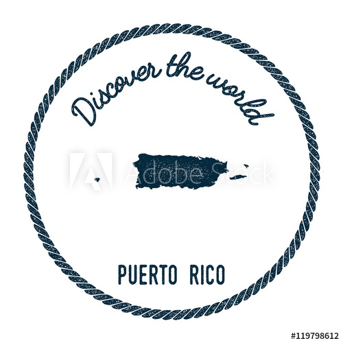 500x500 Vintage Discover The World Rubber Stamp With Puerto Rico Map