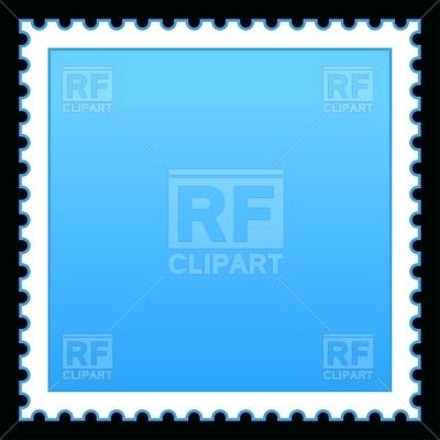 400x400 Blue Postage Stamp Blank Template Vector Image Illustration