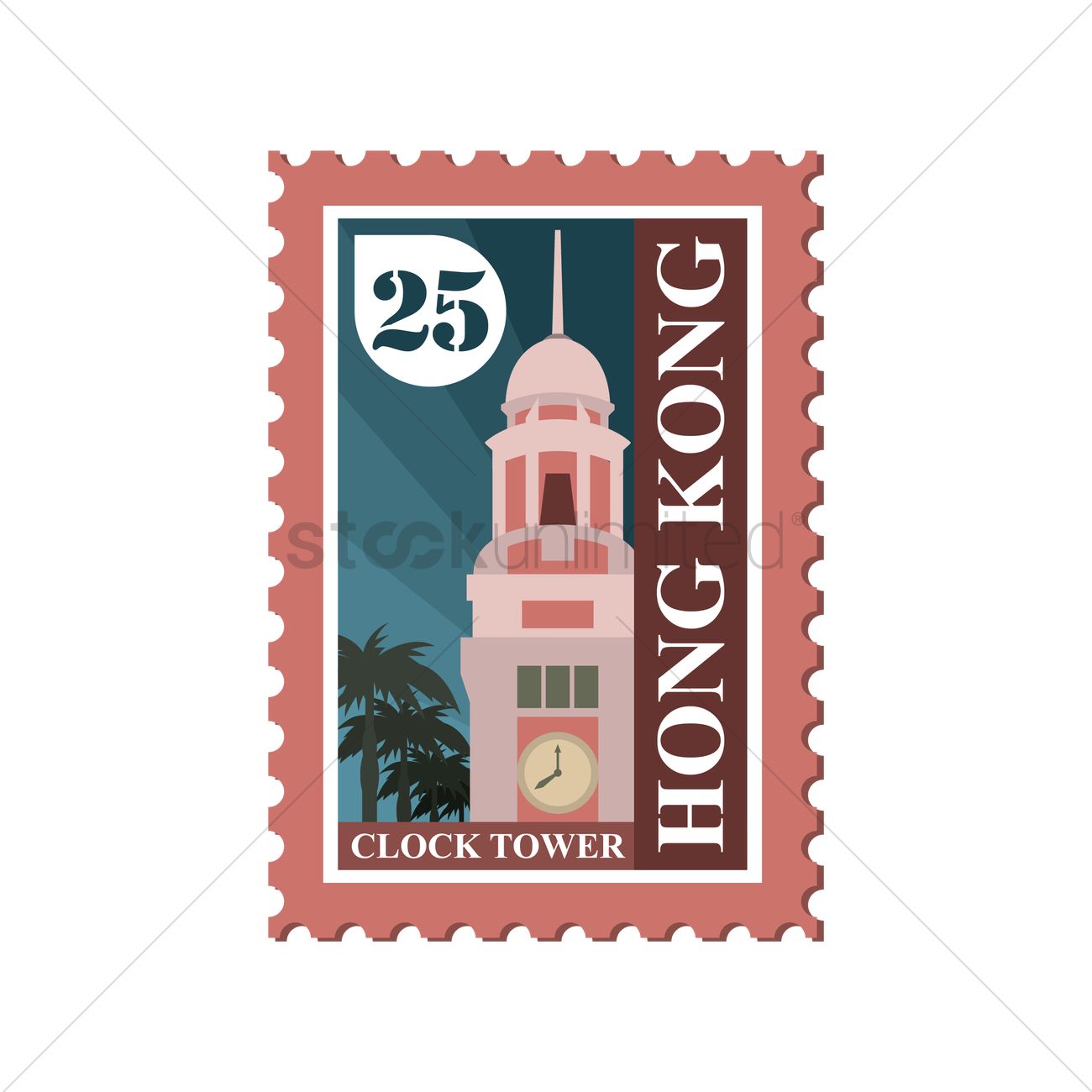 Hong Kong Postage Stamp Vector Image 1300x1300 Hong Kong Postage Stamp Vector Image