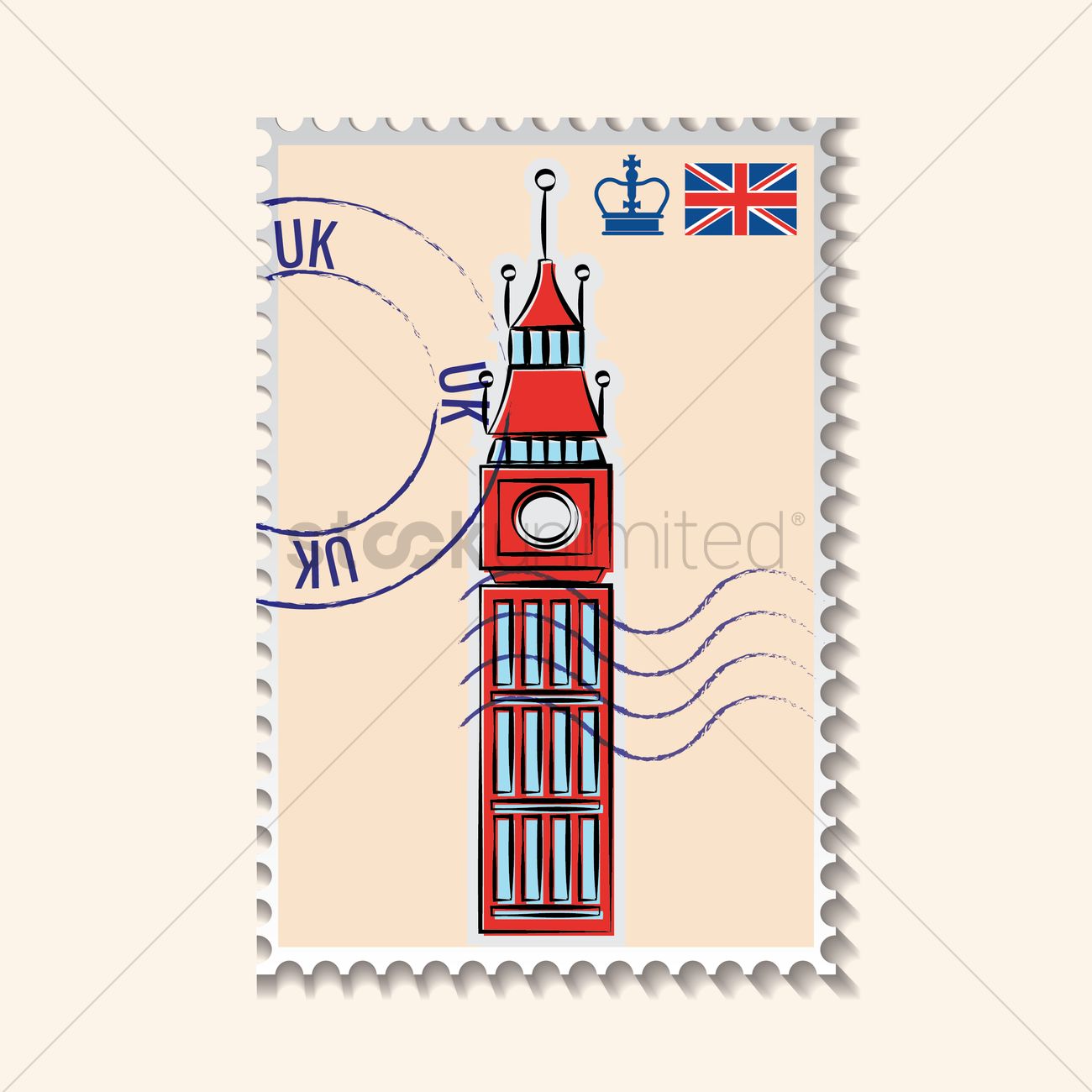 Big Ben Postage Stamp Vector Image 1300x1300 Big Ben Postage Stamp Vector Image