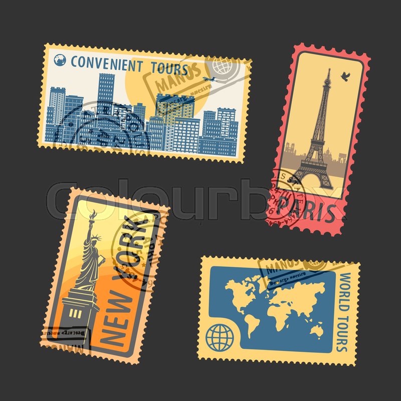 Set Of Postage Stamps Vector Stock Vector Colourbox 800x800 Set Of Postage Stamps Vector Stock Vector Colourbox