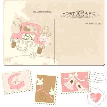 Vintage Wedding Postcard With Postage Stamps Vector Postage Stamp 368x368 Vintage Wedding Postcard With Postage Stamps Vector Postage Stamp
