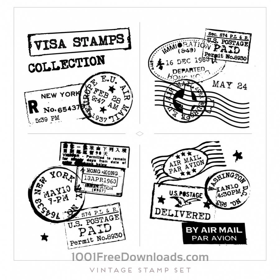 900x900 Free Vectors Vintage Postage Stamps Collection Backgrounds