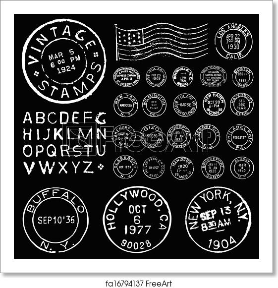 561x581 Free Art Print Of Vector White Vintage Postage Stamp Set
