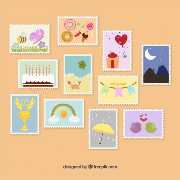 626x626 Cute Postage Stamps Free Vector Free Vectors Ui Download
