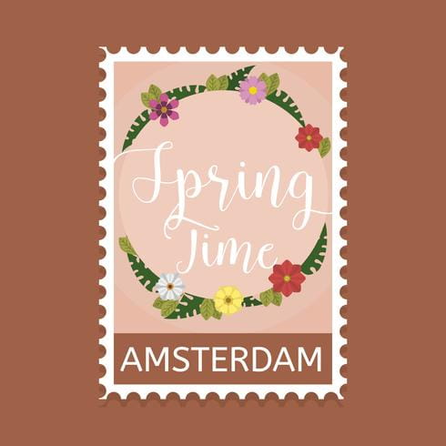 490x490 Flat Springtime Stamp Vector Free Graphics