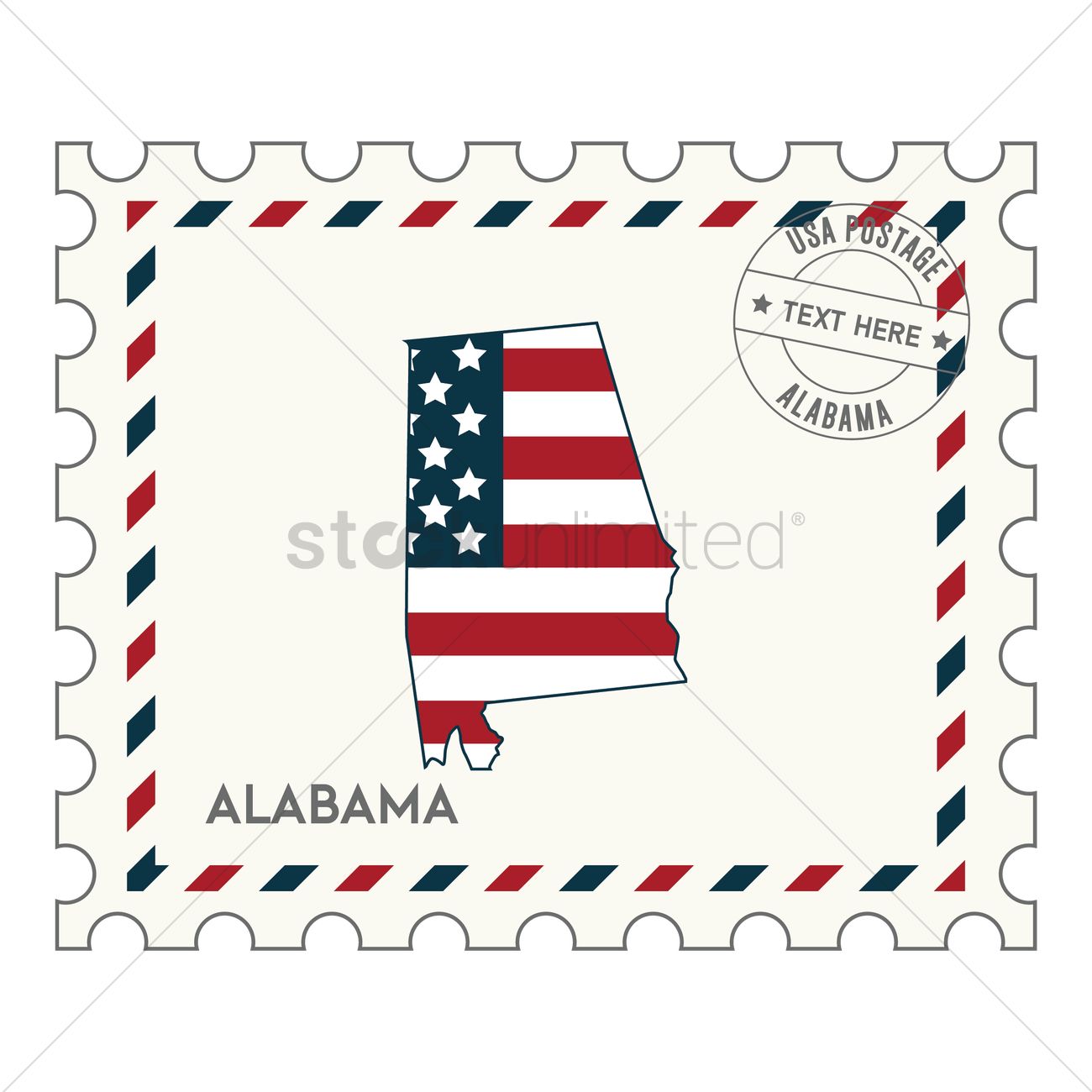 1300x1300 Alabama Postage Stamp Vector Image