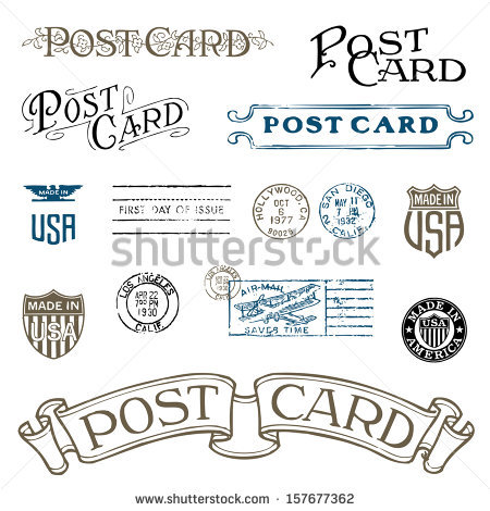 450x470 Vintage Postcard Stamp