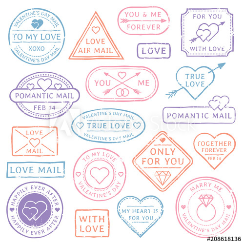500x500 Vintage Love Letter Postcard, Valentines Day Postmarks Stamps