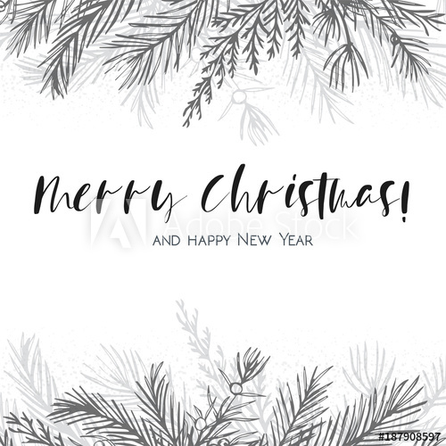 Merry Christmas Greeting Card, Postcard Vector Design Hand Drawn 500x500 Merry Christmas Greeting Card, Postcard Vector Design Hand Drawn