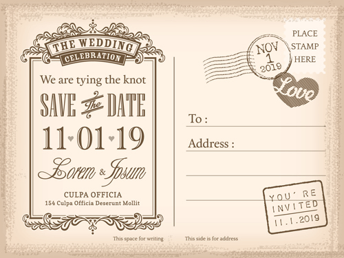 Wedding Invitations Postcard Design Graphic Vector Free Download 500x375 Wedding Invitations Postcard Design Graphic Vector Free Download