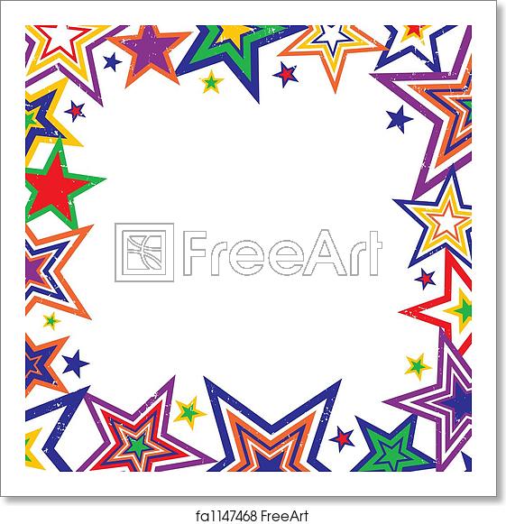 561x581 Free Art Print Of Rainbow Stars Border Vector Illustration