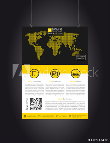 385x500 Flyer Layout Vector Illustration Yellow Poster Template