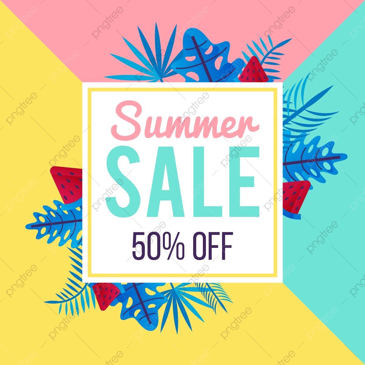 1200x1200 Summer Sale Banner Background Layout Vector Illustration Template