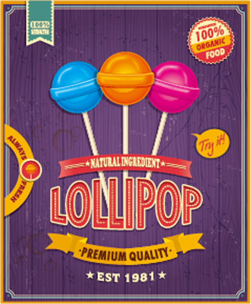 496x600 Colored Lollipop Vintage Styles Poster Vector Free Vector