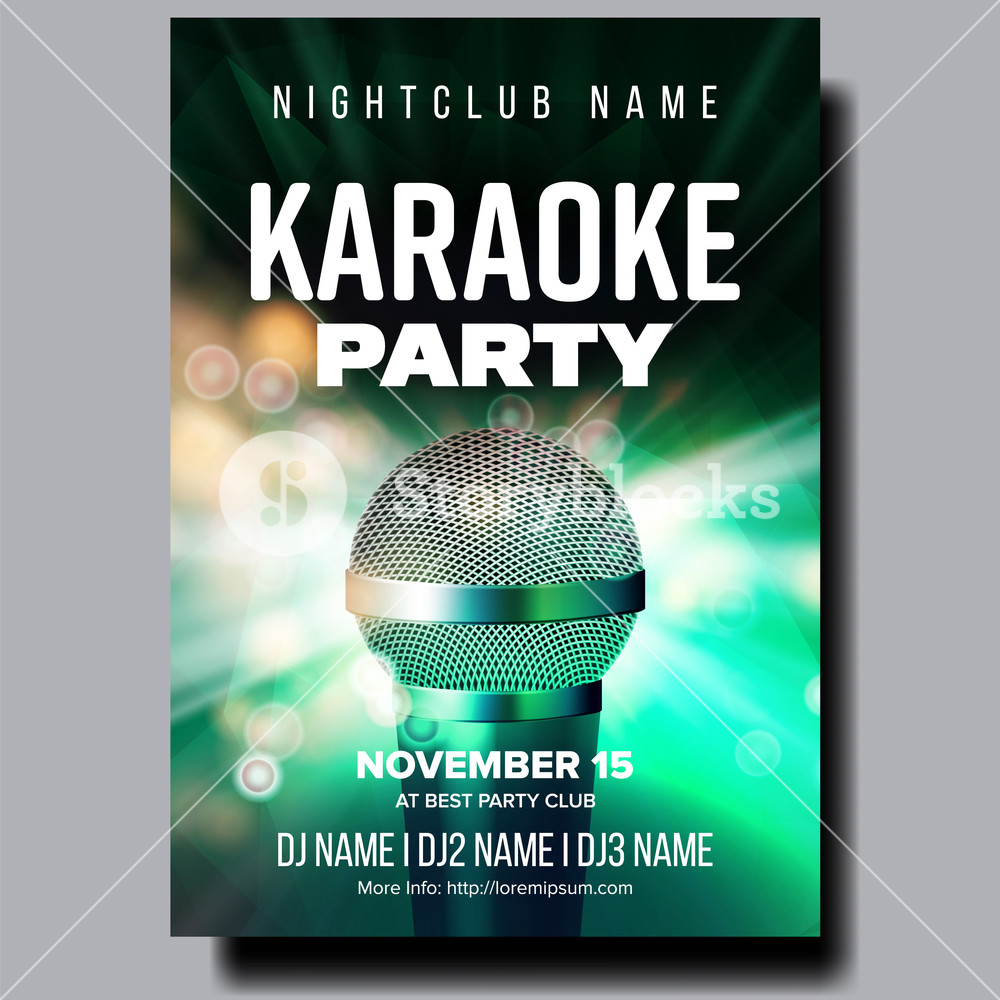 1000x1000 Karaoke Poster Vector Party Flyer Karaoke Music Night Radio