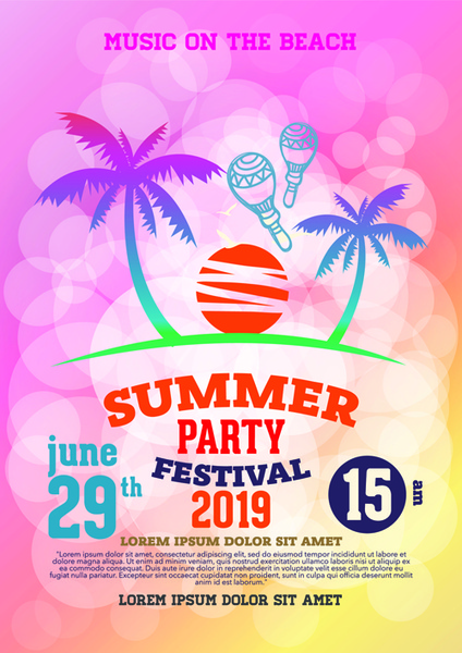 424x600 Summer Beach Party Vintage Poster Vectors Free Vector