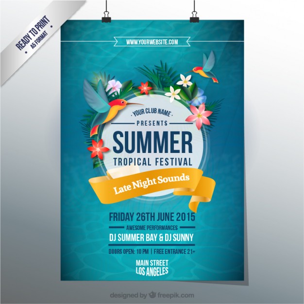 626x626 Summer Tropical Festival Poster Vector Free Download
