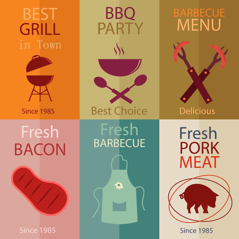 800x800 Flat Barbecue Poster Vector