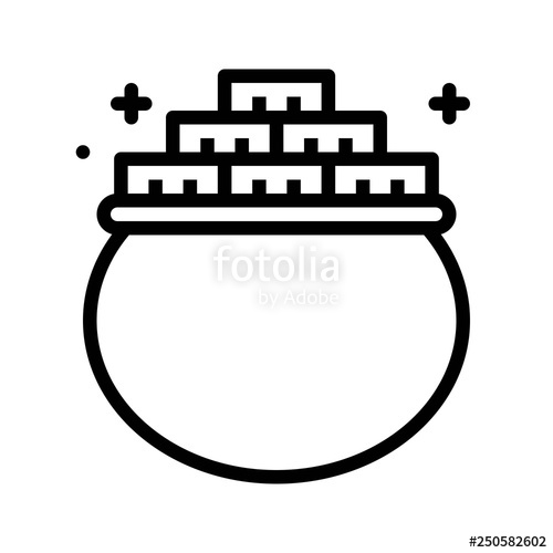 500x500 Pot Of Gold Vector, Feast Of Saint Patrick Line Icon Stock Image
