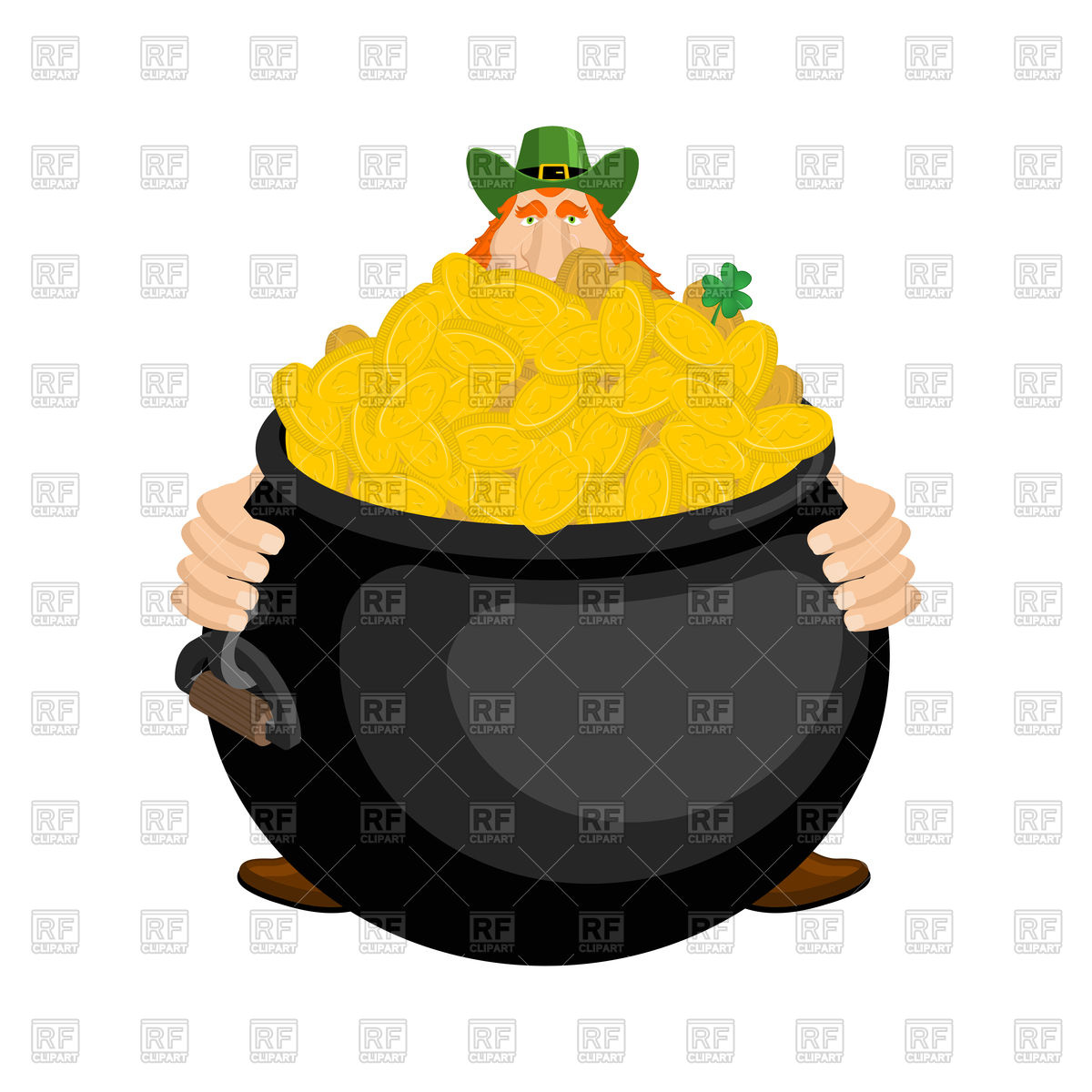 1200x1200 St Patrick's Day Leprechaun And Big Pot Of Gold Vector Image