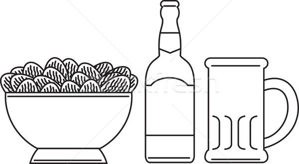 600x330 Beer Bottle Mug Bowl Potato Chips Vector Illustration Aloysius