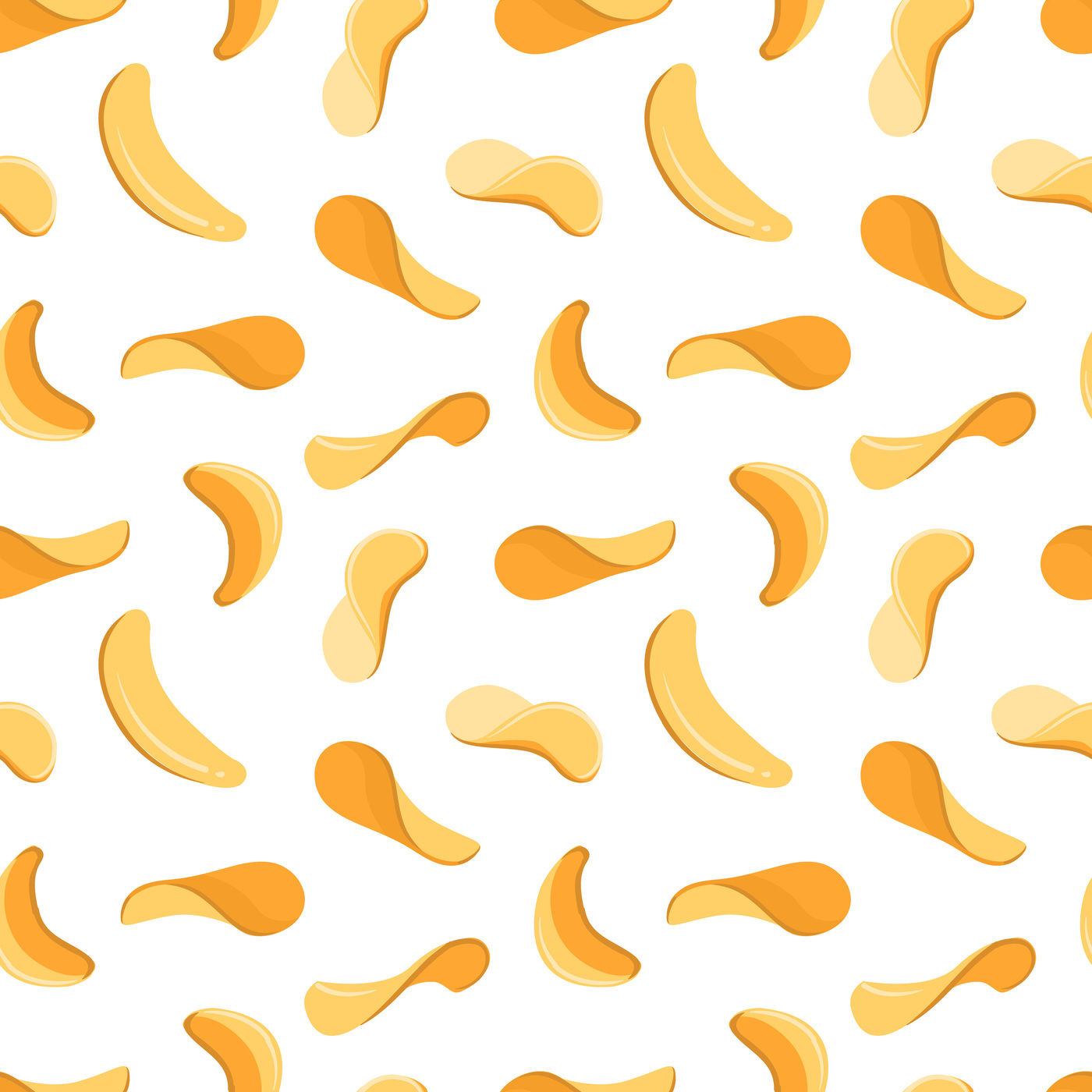 1400x1400 Salty Crispy Potato Chips Snacks Vector Seamless Background