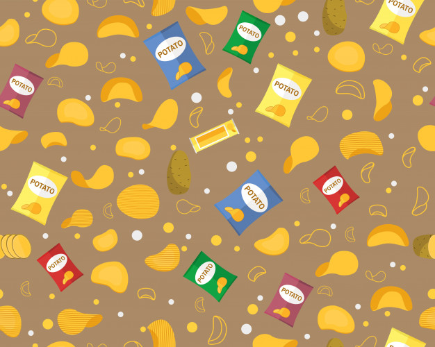 626x500 Vector Flat Seamless Texture Pattern Potato Chips Vector