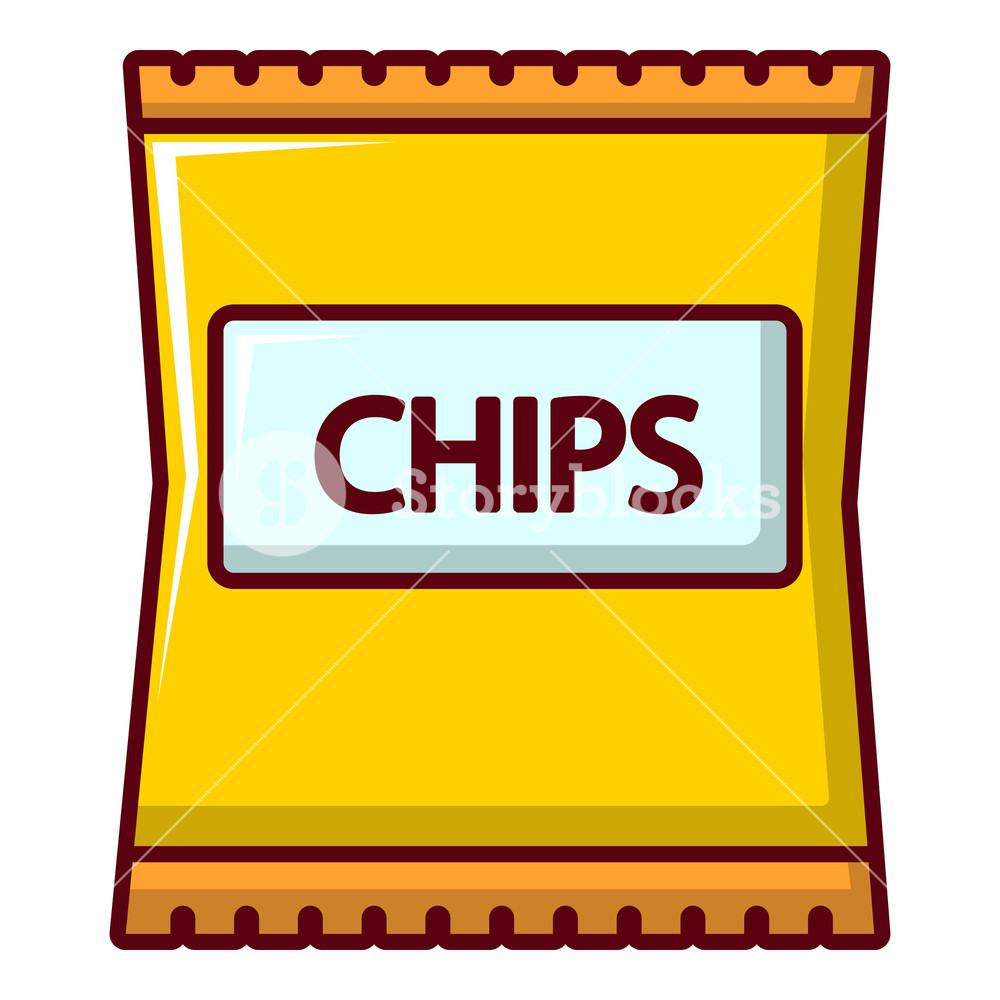 1000x1000 Yellow Pouch Of Potato Chips Icon Cartoon Illustration Of Yellow