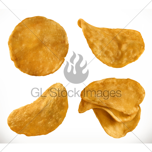 500x500 Potato Chips, Realistic Vector Icon Set Gl Stock Images