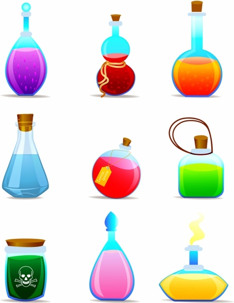 464x600 Magic Potions Magical Tubes And Bottles Containers Free Vector