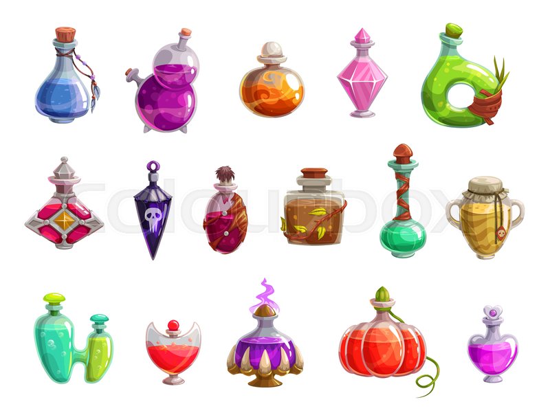 800x604 Potion Bottles Vector Icons Of Witch Stock Vector Colourbox