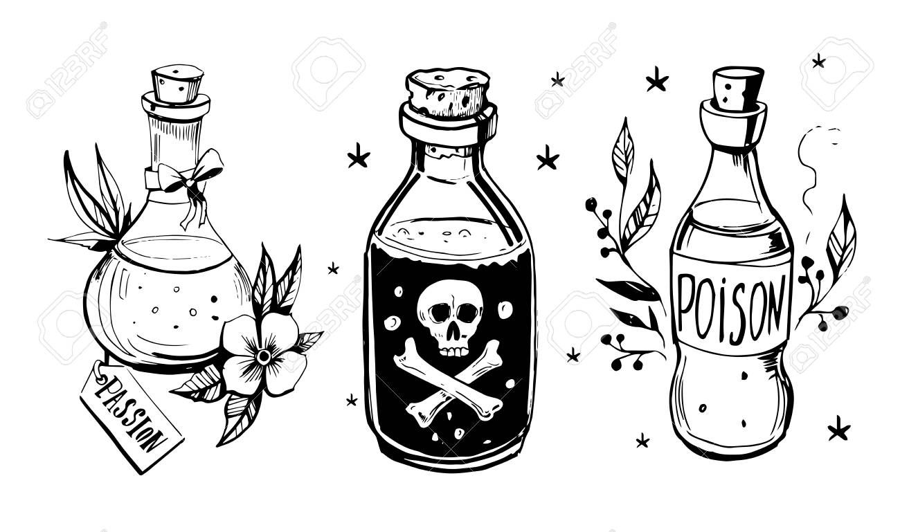 1300x769 Stock Vector Art In Drawings, Bottle Tattoo, Old School