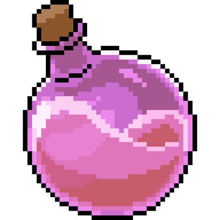 450x450 Vector Pixel Art Potion Bottle Isolated Cartoon Royalty Free