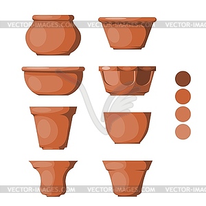 300x300 Color Set Of Clay Pots Illyustartsiya Collection O