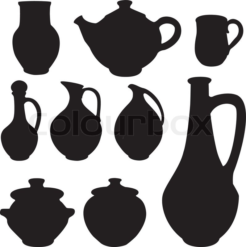 797x800 Antique Silhouette Set Ware Abstract Stock Vector Colourbox