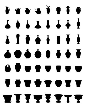 360x450 Black Silhouettes Of Flower Pots And Pottery, Vector Royalty Free